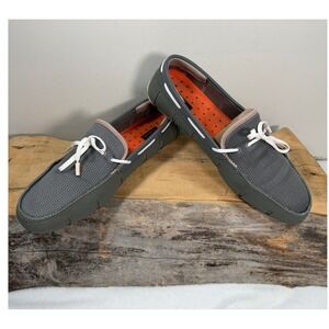 Swims Mens Braided Lace Loafer Grey Mesh Water Friendly Boat Shoes Size 10